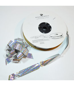 Hollywood Ribbon Pull String Holographic Bow Reel 50 Bows/Reel - Silver