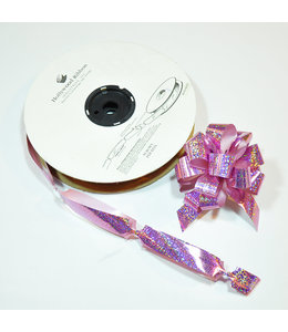 Hollywood Ribbon Pull String Holographic Bow Reel 50 Bows/Reel - Pink