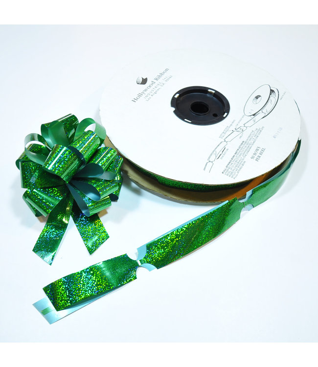 Hollywood Ribbon Pull String Bow-Shiny  Emerald