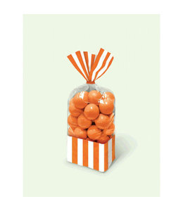 Amscan Inc. Striped Cello Party Bags 10/pk (10 3/4X3 3/8 ) Inches - Orange Peel