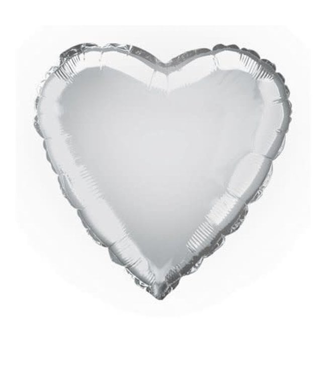 Anagram 18 Mylar Balloon-Heart Metallic Silver