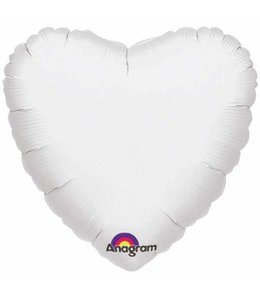 Anagram 8" Mylar Balloon-Heart Metallic White