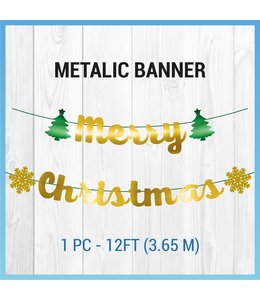 Merry Christmas Banner 3.65 meter - Gold