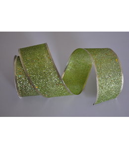 Midwest of Cannon Falls Ribbon Glitter Fabric 2 1/2Inch X 8 1/3 Yd -  Green