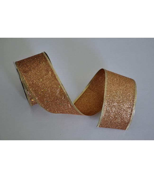 Midwest of Cannon Falls Ribbon Glitter Fabric 2 1/2 inch X 8 1/3 Yd -  Rust