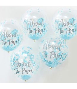Ginger ray 12 Inch Blue Confetti Balloon - About To Pop 5/Pk