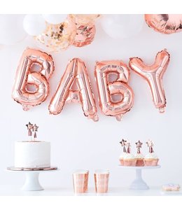 Ginger ray 16" Bunting Balloons Baby Shower -Rose Gold
