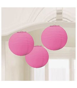 Erwin Distributing Paper Lanterns Set/3  Assorted Sizes-Pink