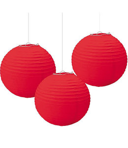 Erwin Distributing Paper Lanterns Set/3  Assorted Sizes-Red