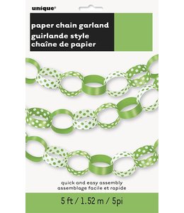 Unique Paper Chain Dots 5 ft -  Lime Green