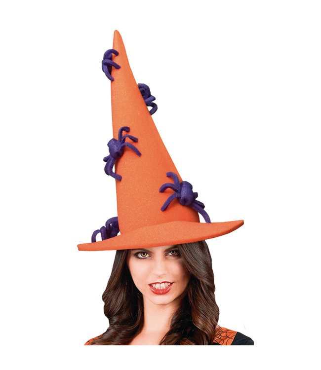 Funky Fresh Orange Witch With Spiders Hat