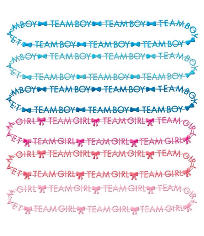 Amscan Inc. Gender Reveal Team Boy/Team Girl Necklaces 30 Inches 10/pk
