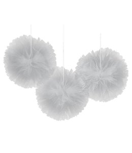 Amscan Inc. Tulle Fluffy Decorations 12 Inches 3/pk-Silver