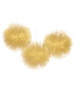 Amscan Inc. Tulle Fluffy Decorations 12 Inches 3/pk-Gold