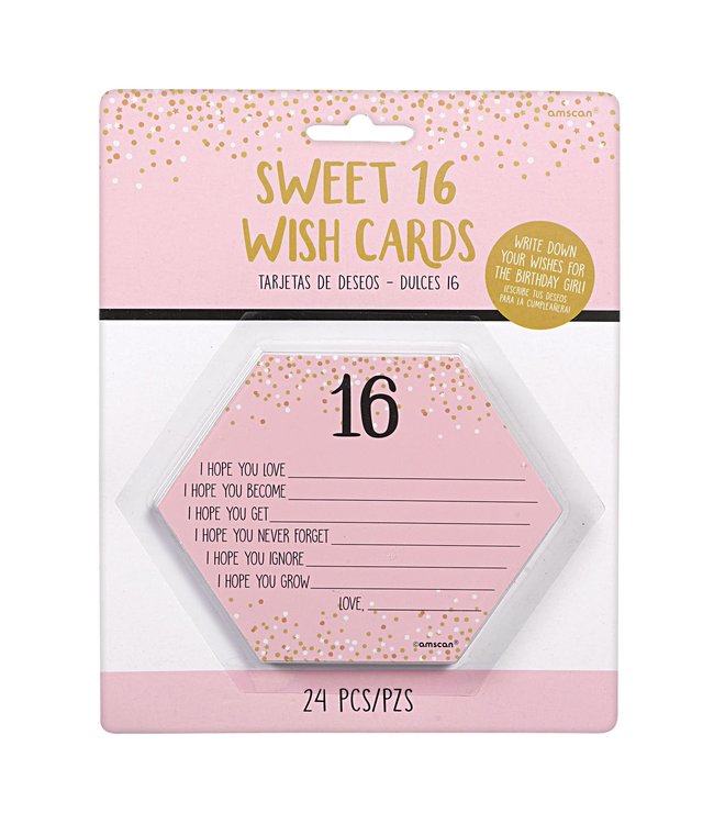 Amscan Inc. Blush Sixteen Wishes Cards (3 1/2X4 5/8) Inches 24/pk