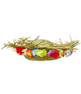 Amscan Inc. Straw Hat with Floral Trim