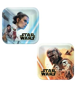 Amscan Inc. Star Wars Episode 9 Square Assorted Plates, 7 Inch