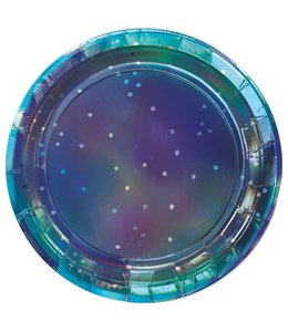 Amscan Inc. Sparkling Sapphire 9 Inch Round Iridescent Plates 8/pk