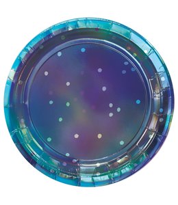 Amscan Inc. Sparkling Sapphire 7 Inch Round Iridescent Plates 8/pk