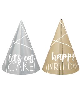 Amscan Inc. Silver & Gold Mini Cone Birthday Hats  4 Inch 12/pk