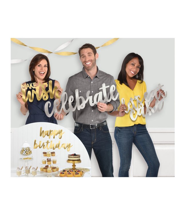 Amscan Inc. Silver & Gold Large Birthday Cutouts 5 pcs