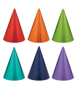 Amscan Inc. Birthday Accessories Rainbow Foil Cone Hats 7 Inches  12/pk
