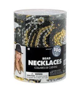 Amscan Inc. Bead Necklaces - Black, Silver, Gold 100/pk