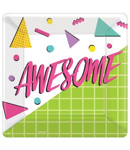 Amscan Inc. Awesome Party Square Plates, 10 Inch 8/pk