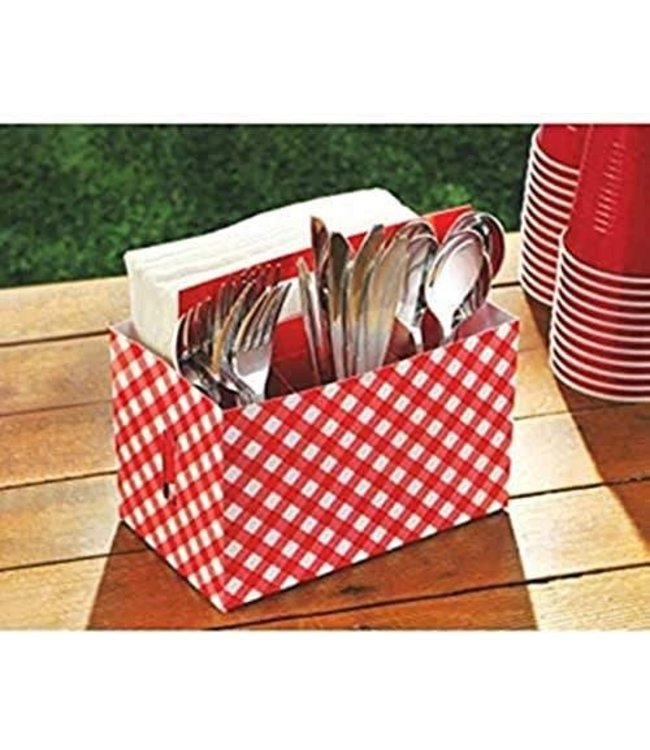 Amscan Inc. Picnic Party Cardboard Utensil Caddy (7H x 7 1/2W x 4 1/2D) Inch