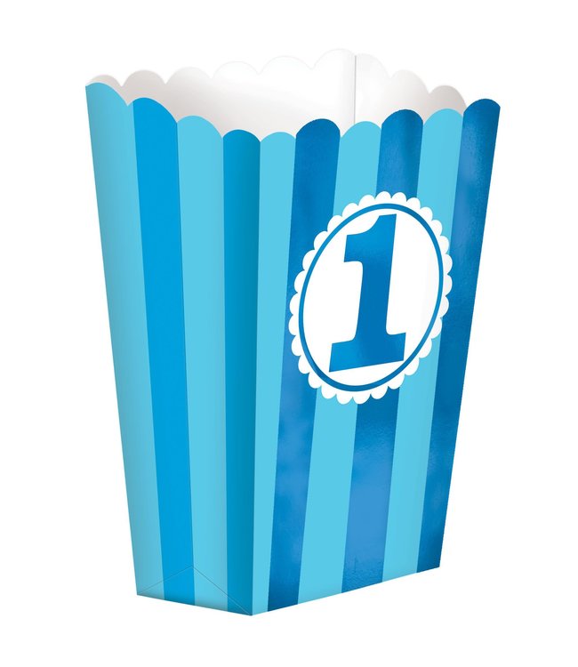 Amscan Inc. 1st Birthday Popcorn Shaped Favor Box Small (5 1/4X3 3/4) Inches 5/pk