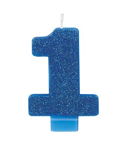 Amscan Inc. Numeral #1 Glitter Candle - Blue