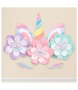 Amscan Inc. Magical Rainbow Birthday Unicorn Wall Decorating Kit 8 pcs