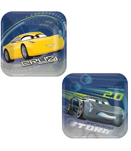 Amscan Inc. Disney CARS 3 Square Plates, 7 Inch