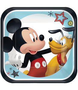 Amscan Inc. Disney  Mickey on the Go Square Plates, 7 Inch