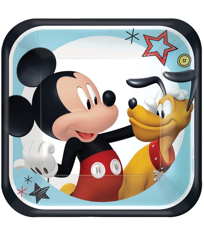 Amscan Inc. Disney  Mickey on the Go Square Plates, 7 Inch 8/pk