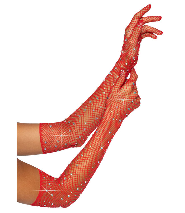 Leg Avenue Gloves-Rhinestone Fishnet 
