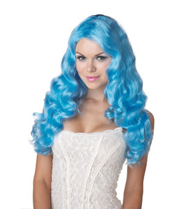 California Costumes Adult Long Blue Wig-Sweet Tart