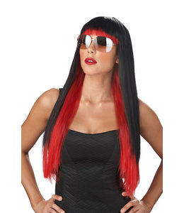 California Costumes Adult Long Wig-Diva Glam Red Black