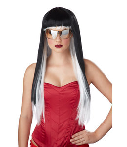 California Costumes Adult Long Wig-Diva Glam White Black