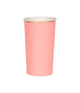 Meri Meri Highball Cups (3.375 x 5.125 x 3.375) Inches 8/pk-Neon Coral
