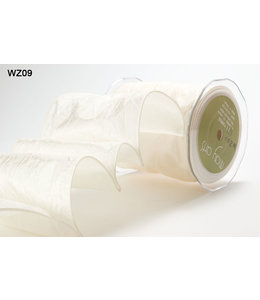 May Arts Ribbon Wired Wrinkled 4 inch X 15 Yd -  Ivory