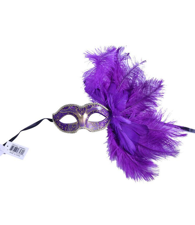 KBW Global Mask-Masquerade with feather-Purple