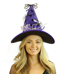 KBW Global Purple Witch Hat W/Black Spider Web And White Stars