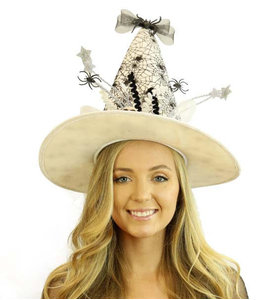 KBW Global White Witch Hat W/Black Spiders And Webs