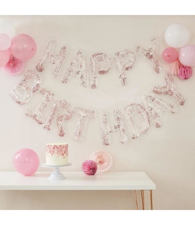 Ginger ray 16" Mylar Airfilled Balloon Clear with confetti Letter D