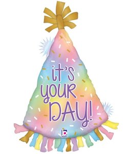 Betallic 34 Inch Mylar Balloon Opal Party Hat Its Your Day-Flat