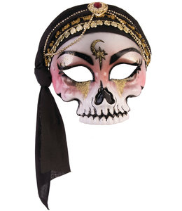 Forum Novelties Mystic Fortune Teller Skull Half Mask W/Black Scarf-Female