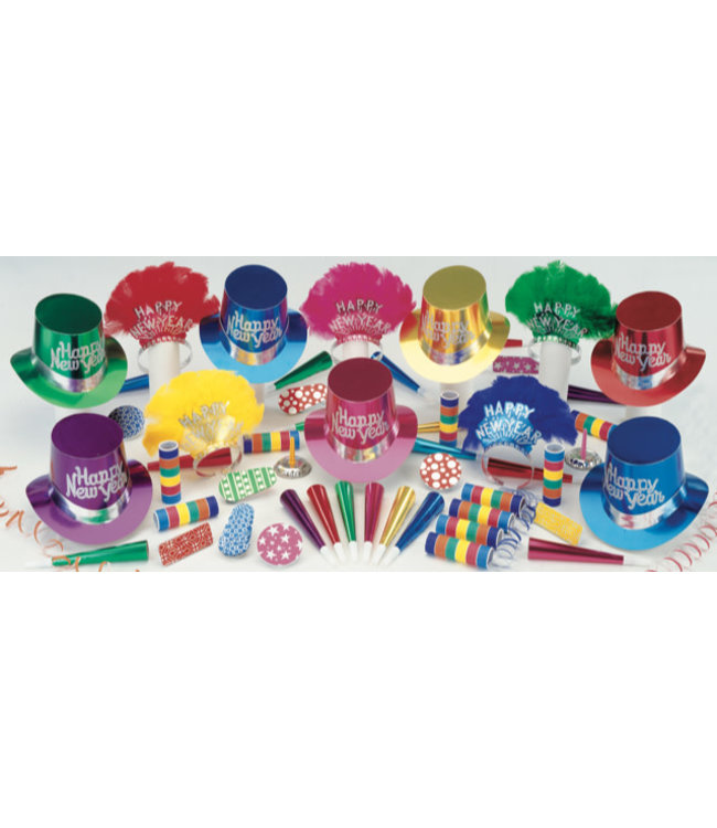 Party Time New Years Kit for 50 People-Elite Multi Color