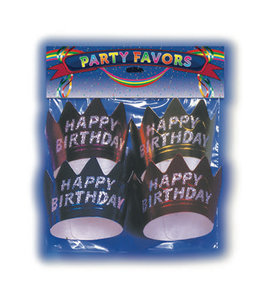 Party Time Tinsel Foil Crowns p/4-Assorted Colors