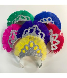 Party Time Feather Tiaras 6/pk-Assorted Colors